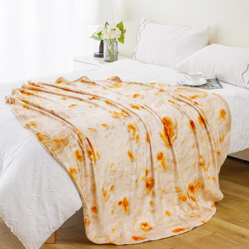 Плед Battilo Tortilla Забавные Пледы с Едой для Кровати Дивана Мягкий Фланелевый Покрывало Теплое Круглое Покрывало Декор Кровати в Клетку