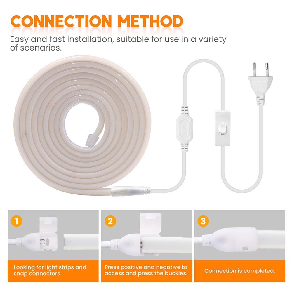 220V COB LED Neon Strip Light 288 LEDs/M Waterproof Warm White Flexible Lamp for Room Garden Decoration Multiple Lengths