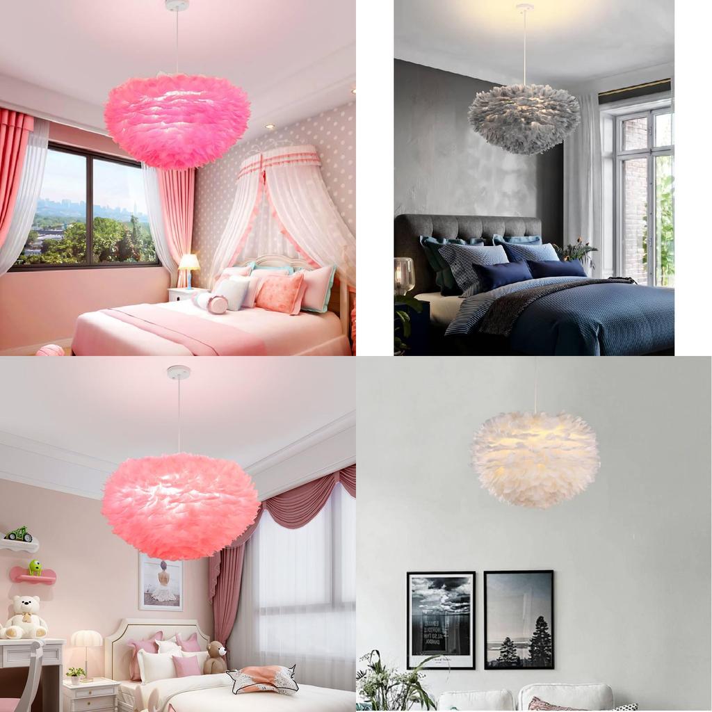 Feather Ceiling White Pendant Light Shade Modern Chandelier Lampshade Floor Lamp