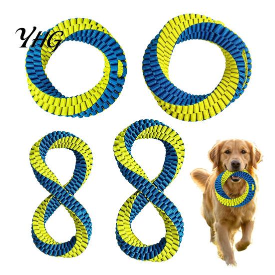 Heavy Duty Dog Toys for Aggressive Chewers Dental Tug Toy, Textured Woven Nylon Chew Interactive Teeth Cleaning Durable Fetch Dogs Round or