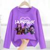 Футболки для девочек с длинным рукавом, детская одежда с мультяшным принтом, детская фиолетовая одежда, топ с круглым вырезом для девочек
