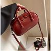 Vintage Red Hand Bag Purse Women High Street Handle Chic Leather Casual Crossbody Bags Female Retro