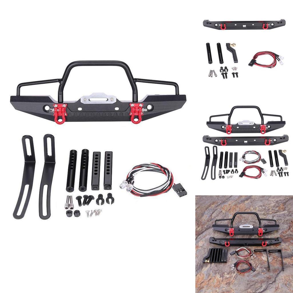 High Quality Metal Rc Rock Crawler Bumper With Bright Led Lights For Axial Scx10 9004