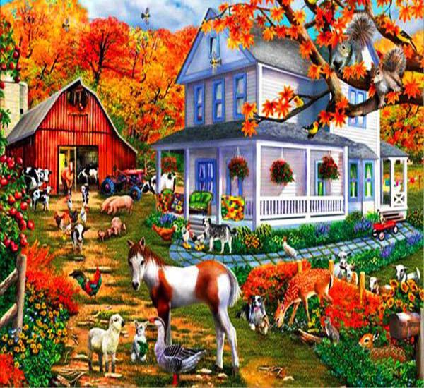 RUOPOTY Картина по номерам Дом Пейзаж Ручная роспись Уникальный подарок Раскраска по номерам Здание Для гостиной