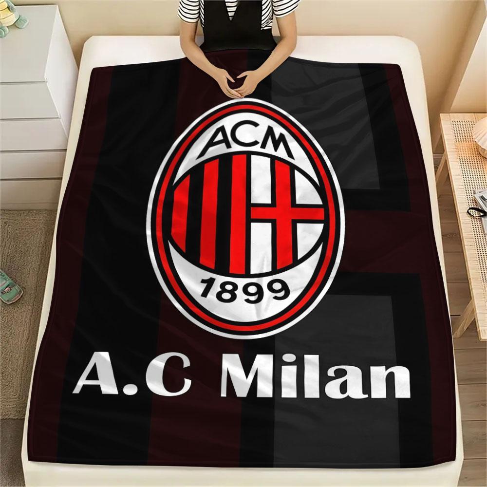 AC Milan Printed Flannel Blanket, soft throw for bedroom sofa, washable, fan merchandise, great gift.