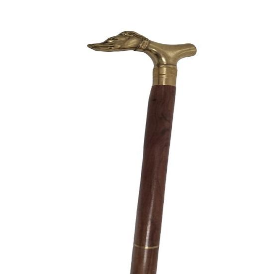 Трость с собачьей ручкой, латунь, дерево