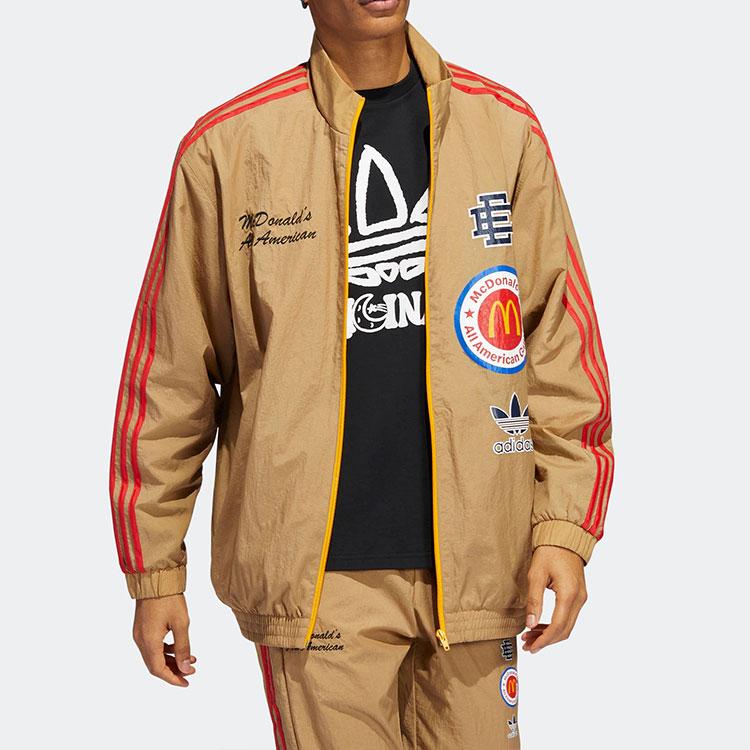 adidas Originals Trefoil X Eric Emanuel McDonalds Полосатая спортивная куртка 1 Мужская верхняя одежда Коричневый HI5589