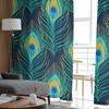 Голубые прозрачные занавески с перьями павлина для гостиной, зала, стены, нарядные принадлежности для окон, тюлевые шторы с поп-принтом