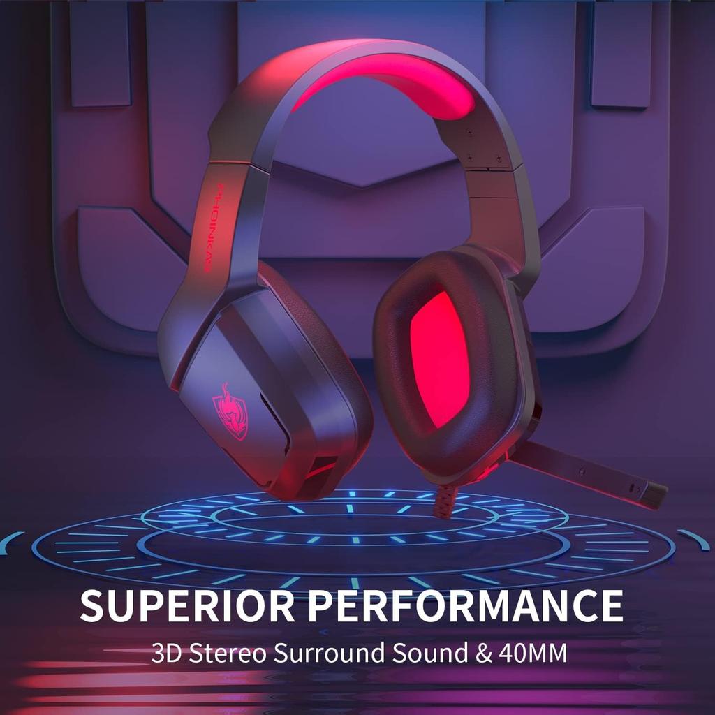 H1 Gaming Headset for PS4/ PS5/ PC/ Laptop, Stereo Over Ear Gaming Headphones with Noise-Canceling Mic