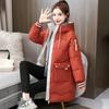 Хлопковая куртка женская средней длины осенне-зимняя теплая утолщенная свободная куртка больших ярдов с капюшоном удобная однотонная куртка для отдыха