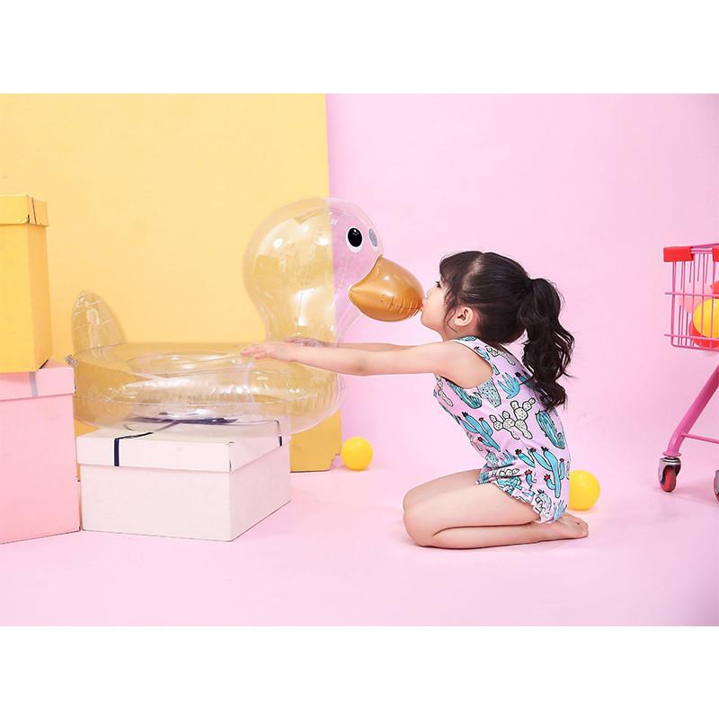 Прозрачный надувной круг для плавания в виде утки с большой головой для младенцев 0-7 лет Толщина ПВХ 0,25