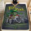 1 шт. Фланелевое одеяло с принтом Rat Fink, Высококачественное, Для всех сезонов, Декор для дома, Тепло и уют, Идеально для рождественских подарков