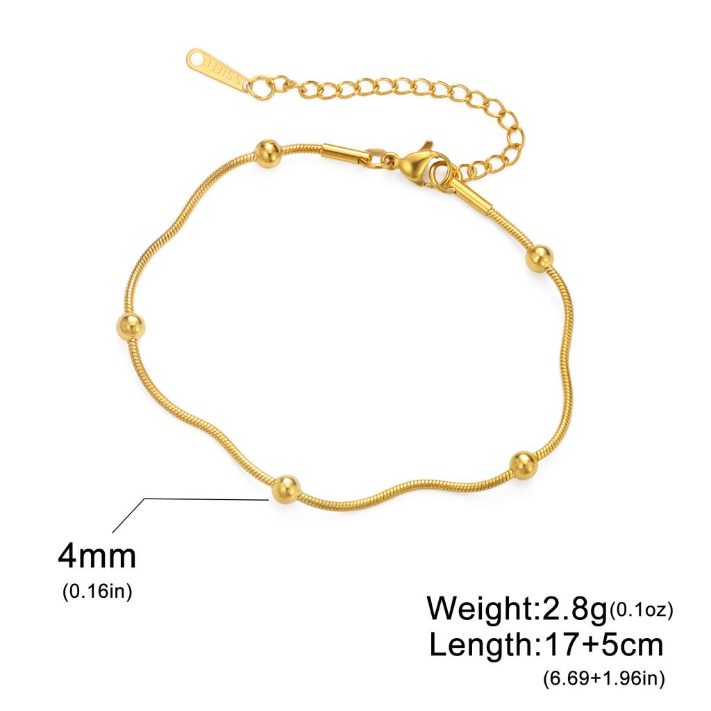 Cazador Beads Charms Round Snake Chain Bracelets for Women Stainless Steel Jewelry Hand Bracelet Gift Trend 2026 Wholesale