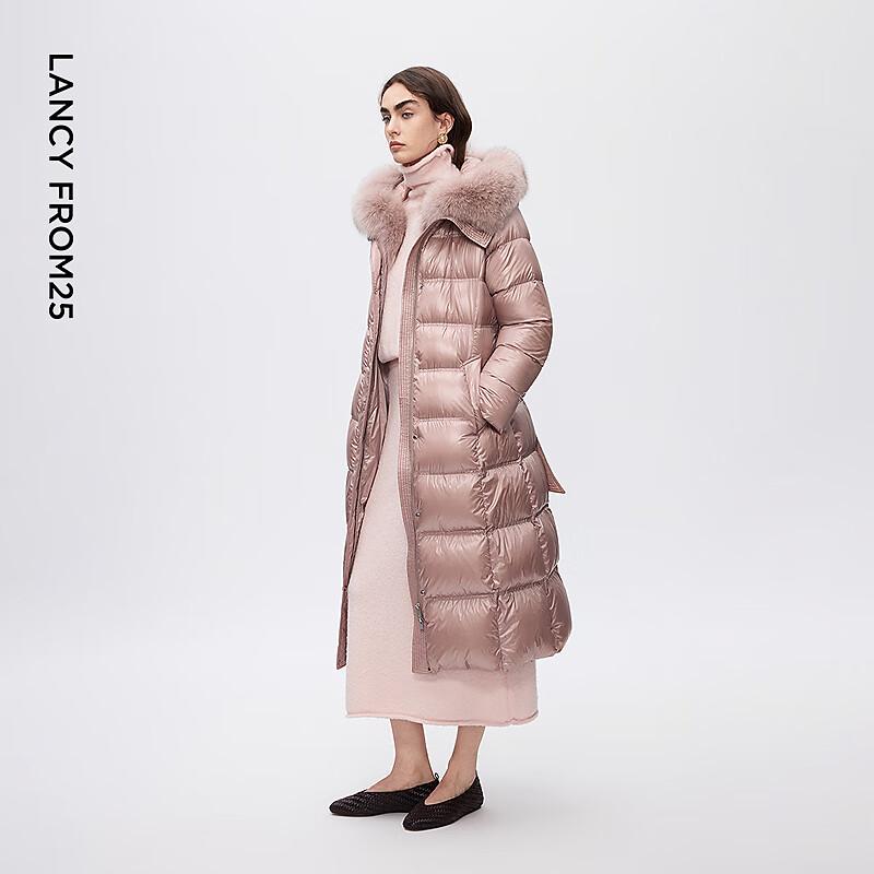 Langzi Huorduobaji White Goose Down Jacket with Raccoon Fur Collar