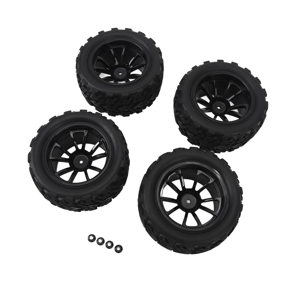 4pcs RC Car Wheels Tires Universal 10 Spoke Rims Rubber with M4 Lock Nut RC Car 1/10 Wheels Tires Fo