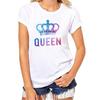 Летние хлопковые футболки с принтом King Queen, футболки с короткими рукавами для пар, мужские и женские повседневные футболки с графическим рисунком, футболки