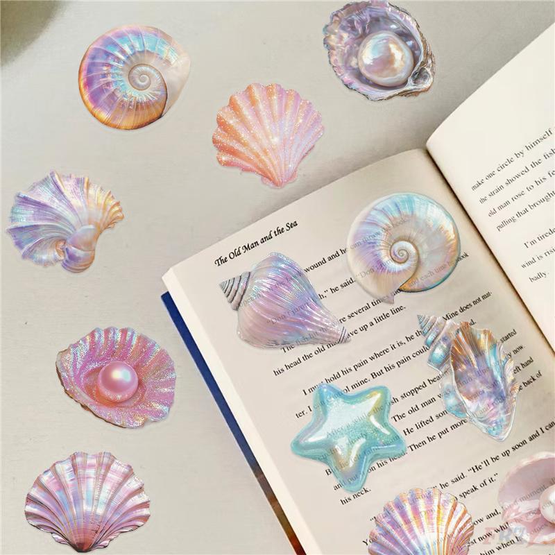 50 шт./набор Ракушка Раковина Морская звезда Жемчуг ПЭТ Наклейки Водонепроницаемые Сделай сам Модные Наклейки-дудлы