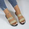 Summer Sandals for Women Flat Sandal Sparkle Rhinestone Slide Trendy Women's Beach Sparkly Dressy Slip On Bling Casual Shoes