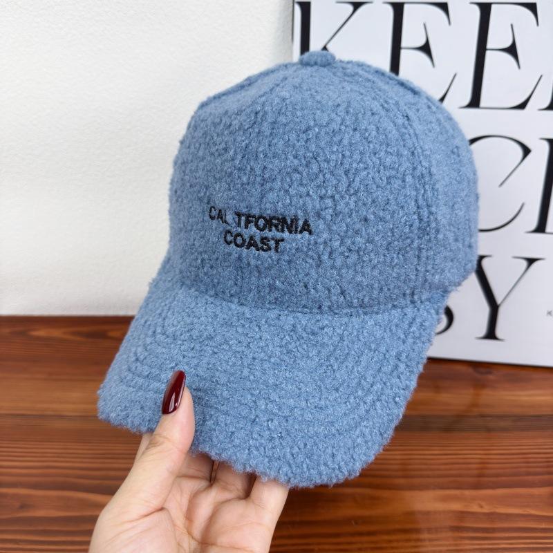 Baseball cap women's autumn and winter big head circumference plush cold-proof and warm versatile thickened lamb wool cap