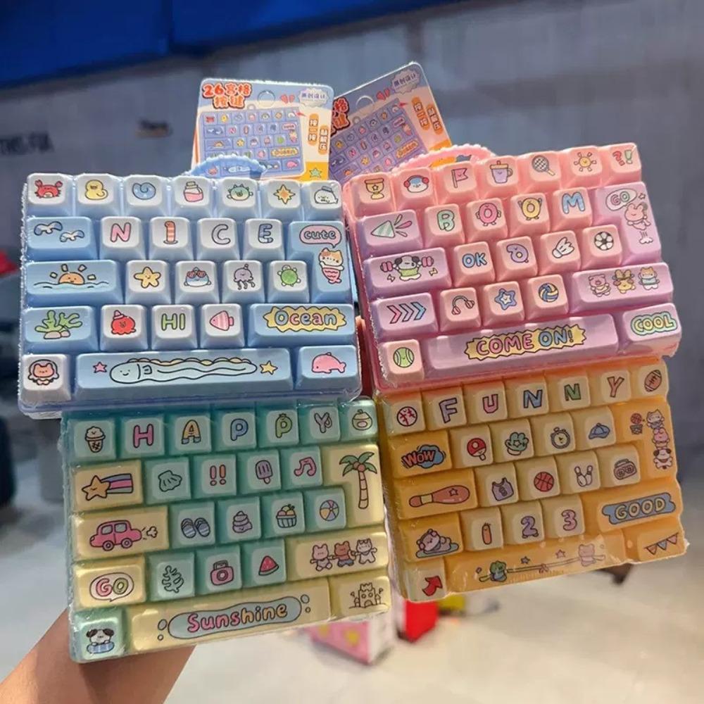 26-key Stress Relief Decompression Toy Keychain Keyboard Toy Cute Press Button Toy Bag Charm
