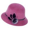 Ladies Casual Basin Hat Bowler Hat With Flower Wool Hats Fedoras Cap Dome Hat