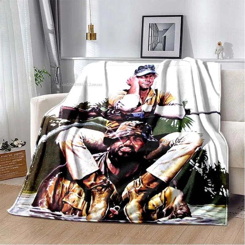 Одеяло с принтом Теренса Хилла и Бада Спенсера, комедийный персонаж, теплое тонкое фланелевое мягкое и удобное домашнее дорожное одеяло, подарок