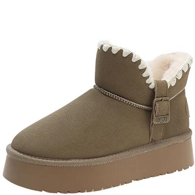 Мода новые зимние женские короткие плюшевые теплые зимние сапоги на плоской подошве повседневная обувь замшевые меховые ботинки челси ботильоны на платформе женская обувь Botas Mujer