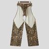 INCERUN Men Elastic Waist Briefs Cutout Leopard Party Club Long Pants Trousers