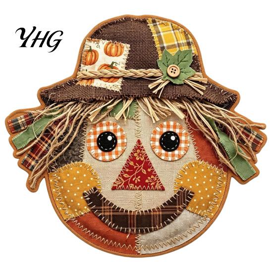 Rustic Country Home Decor Vintage Patchwork Wooden Hanging Sign, Style Wall Farmhouse Art with Hemp Rope for Door Fireplace, Autumn Decoration Indoor