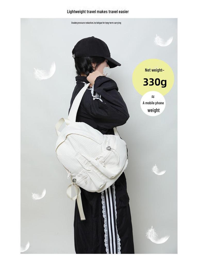 2025 Spring/Summer Women's Lightweight Waterproof Wrinkled Backpack – Small Commuter Travel & School Bag