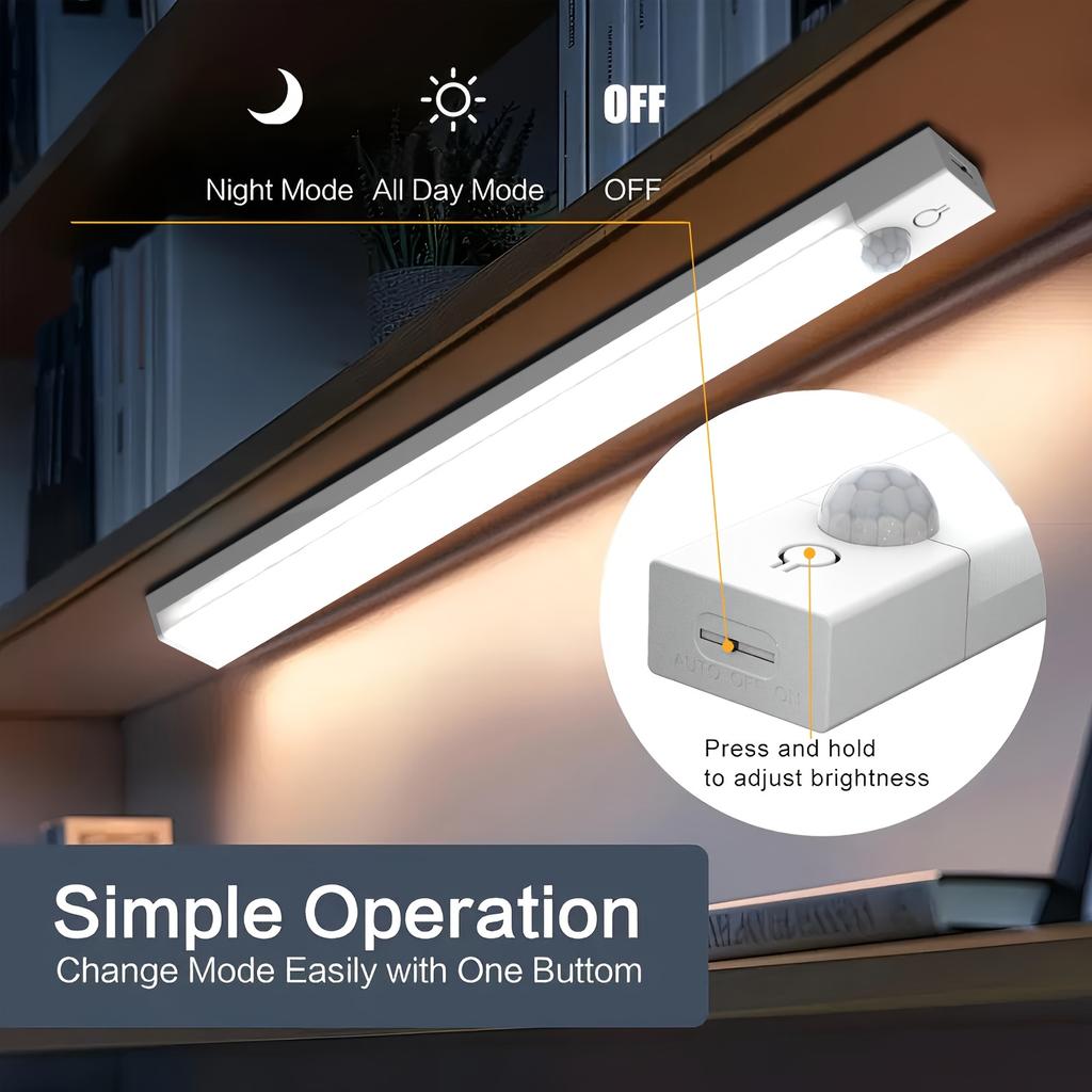 Индукционный светодиодный светильник с USB-зарядкой, магнитный светильник для шкафа, подходит для кухни, гардероба, прихожей, спальни, освещения шкафа, датчик движения