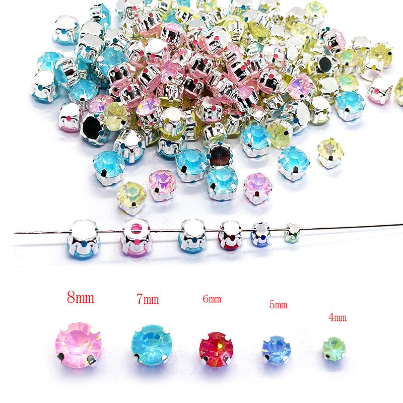 Glass Four Claw Single Claw Drill Mocha Protein Hand-sewn Rhinestone Handmade DIY Wedding Shoes Bags Apparel Accessories Rhinestone Sew On Beads