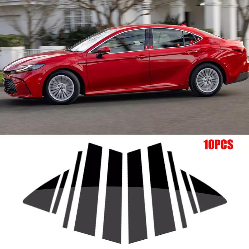 10pcs/set Car Door Window Column BC Pillar Post Cover Trim PC Material Sticker for Toyota Camry 9th Gen (XV80) 2025-2026