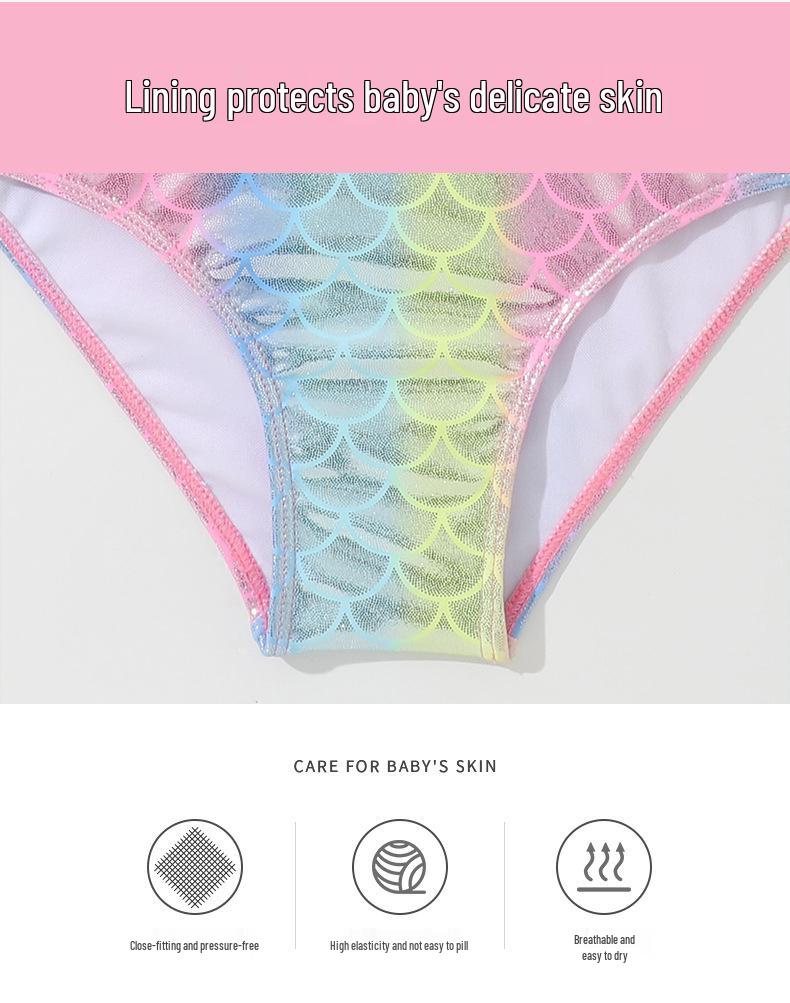 Новый детский купальник-русалка с оборками и открытыми плечами