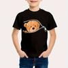 Футболка с принтом Zipper Bear Graphic, креативная рубашка с коротким рукавом и круглым вырезом, повседневные топы, одежда для мальчиков