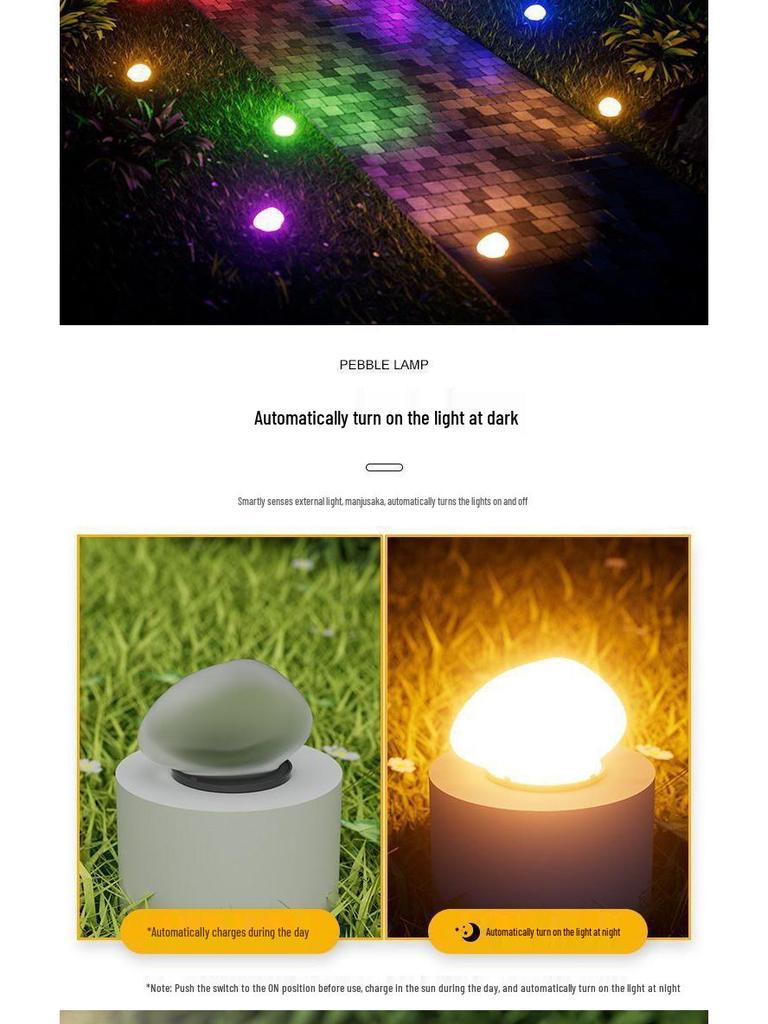 Водонепроницаемый солнечный садовый светильник-галька: Декоративный ландшафтный камень для улицы