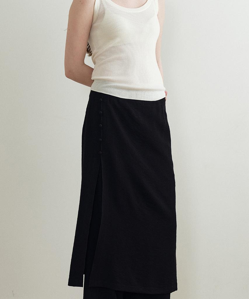 MAKE A TOAST Layered Detail Wide Pants (Black) Mbfspa006Bk