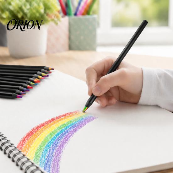 Рисовальные карандаши с прочным стержнем, 12 шт., Радужные цветные карандаши, Черный деревянный корпус И для малышей, Свинцовый стержень, Товары для детского художественного обучения и рисования