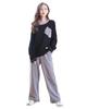 WULFUL Cotton Long Sleeve Pajama Set for Autumn and Cute Top and Bottom Set with Wide Loose 3 Size M Women's 100% Loungewear, Spring, Pants, Fit,