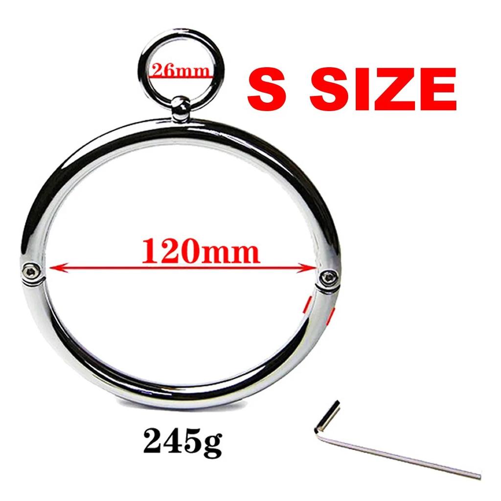 Metal Male Female Lockable Slave Neck Collar Hex Wrench Restraint Bondage Locking Choker O-Rings Chain Leader BDSM Couple BDSM
