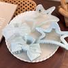 Заколка для волос Sweet Cream Blue Bow в виде пятиконечной звезды с геометрическим узором для женщин, элегантные заколки-крабы с бантом, аксессуары для волос