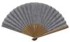 Onishi Ken Seihan Linen Dungaree Folding Fan, 23cm, Gray, "Ripple" (S22-LID05)