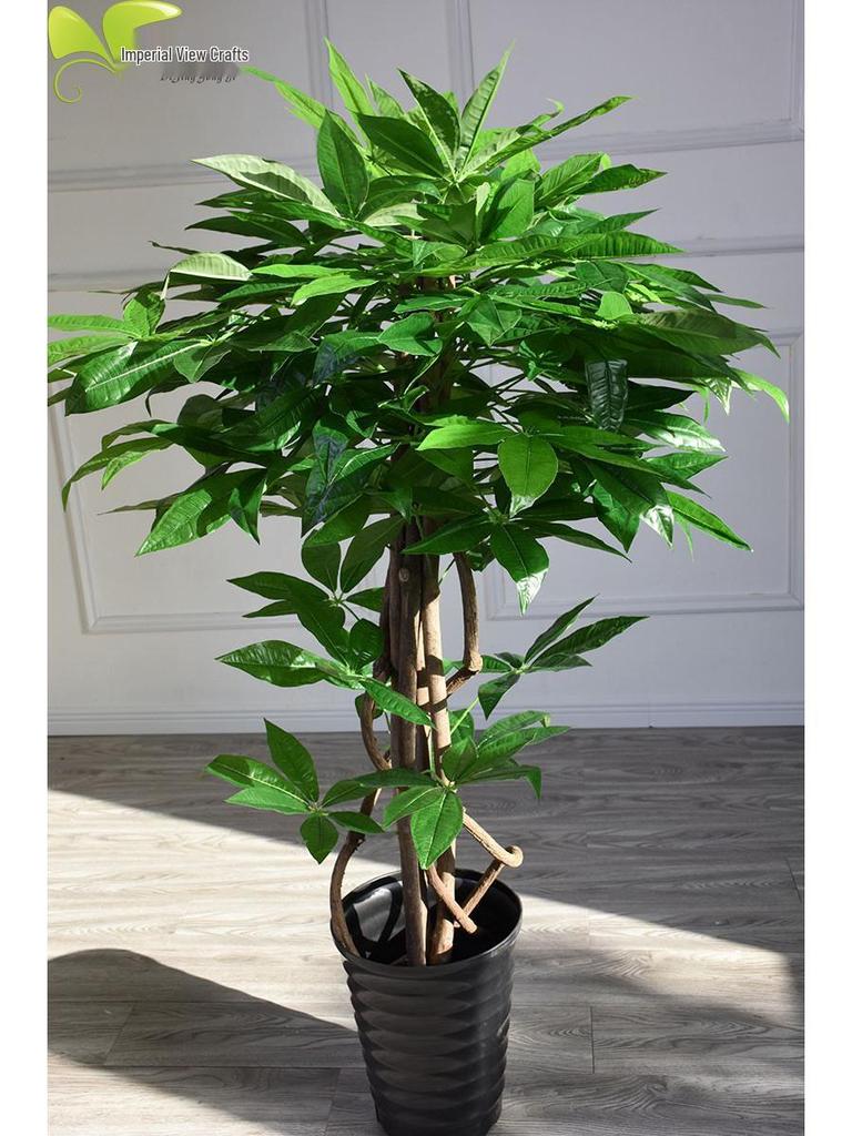 Eco-friendly Artificial Money Tree Bonsai with Real Trunk - Floor-standing Home Decor for Entrance & Garden, Attracts Wealth.