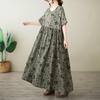 Короткий рукав Плюс размер Хлопок винтажный цветочный новый в платьях для женщин повседневное свободное макси длинное летнее платье