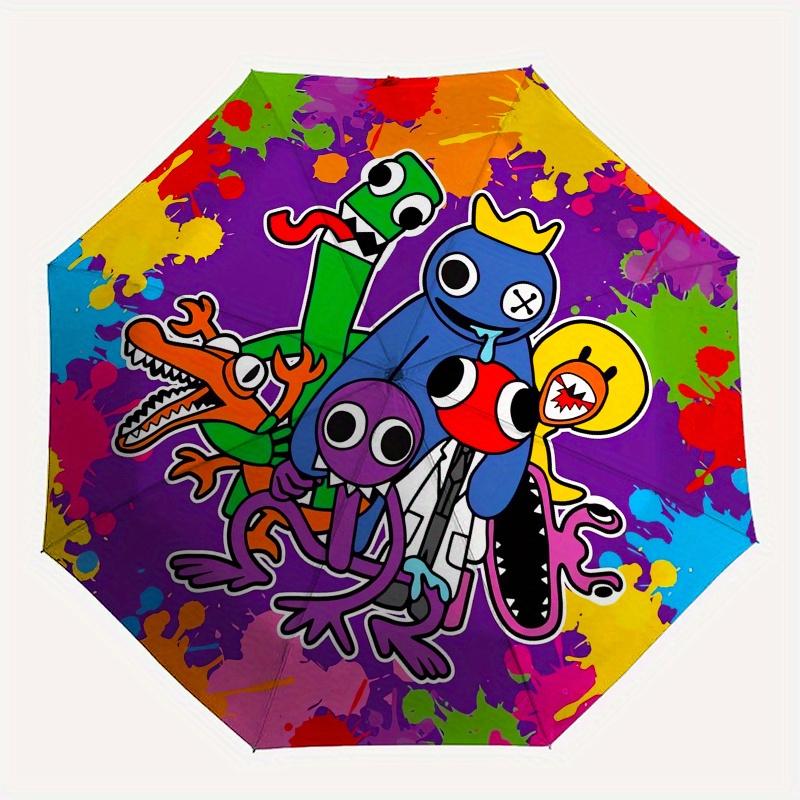 Cartoon Characters,Splash Art Automatic Folding Umbrella Simple 8 Rib Design, Bright Cartoon Pattern, Durable Iron Frame, Suitable For Trav