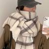 Winter Cashmere Scarves Warm Mohair Tassel Shawls Fashion Plaid Scarf  Women