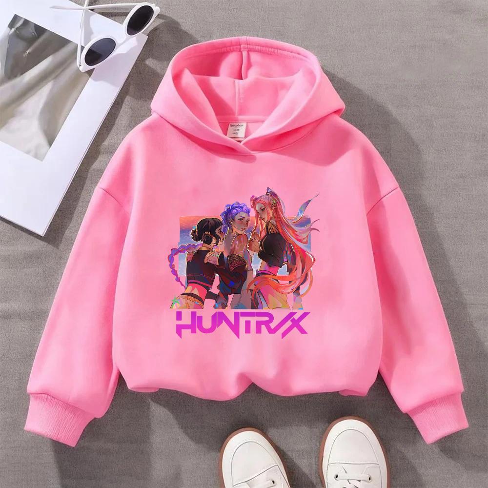Детский графический свитшот HUNTRX, красочный дизайн персонажей, повседневный пуловер для мальчиков, девочек, молодежный модный топ