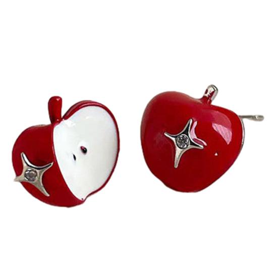 1 Pair Stud Earrings, Fruit Asymmetric Design Ear Studs with High-Temperature Enamel Technology, Lightweight Women Earrings for Daily Wear