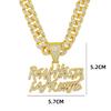 ZAKOL Hip Hop Letter Pendant Necklace for Women Men Shiny Rhinestones 13MM Cuban Chain Necklaces Fashion Jewelry Gifts
