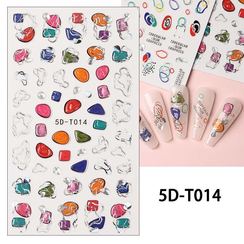 5D дизайн ногтей DIY маникюрный декор ползунки с рельефной гравировкой и тиснением наклейки для ногтей наклейка для дизайна ногтей